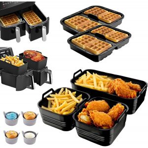 9 Accessoires pour Air Fryer, Silicone Moule Air Fryer pour Ninja 10.4 L AF500EU, Cosori Twinfry 10L, Moule à Gaufres en Silicone pour Ninja AF400EU, AF500EU, AF451EU, SL400, sans BPA - Neuf
