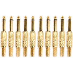 Ocobudbxw 10 Pcs Plaqu&eacute; Or 6.35mm M&acirc;le 1/4 Prise Jack Mono Connecteur Audio &Agrave; Souder - Neuf