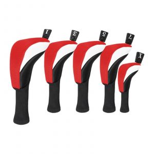 5piece Golf Headcover, Bois De Golf Couvre La T&ecirc;te, Scratchresistant, L&eacute;ger, Avec Un Long Cou, De L'arbre De Golf De Protection Pour Les Sports De Plein Air, Rouge - Neuf
