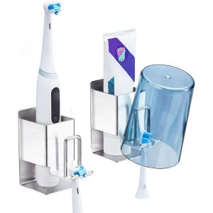 KALANKA-Porte Brosse &agrave; Dents Mural, Support Brosse a Dent Murale, Porte Brosse a Dent Electrique, Support Mural Brosse &agrave; Dent en INOX, Rangement Brosse a Dent Salle de Bain, Toothbrush Holder (Argent - Neuf
