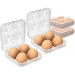 Tianyi-2 Pi&egrave;ces 4 Grille Boite Oeuf, Boite A Oeufs En Plastique, Rangement Oeuf Range Oeuf, Bo&icirc;te &Agrave; Oeufs Plastique Pour Frigo R&eacute;frig&eacute;rateur Camping, Conteneur De Stockage D'oeufs, Plateau &Agrave; ?ufs - Neuf
