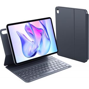 &Eacute;tui Avec Clavier Pour Ipad 10e G&eacute;n&eacute;ration/11 Gen A16 2025, Design Ultra Fin Et L&eacute;ger, Clavier Magn&eacute;tique Avec Angle R&eacute;glable, Disposition Qwertz Allemande, Gris - Neuf