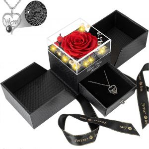 Des Cadeaux Pour La Maman De La Fille Et Le Fils: Conserves De Rouge V&eacute;ritable Collier Roses Avec Des Je T'aime Dans 100 Langues M&egrave;res, Cadeau De F&ecirc;te - Neuf