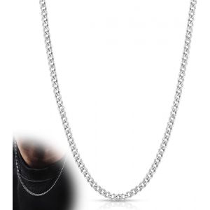 Kal-Collier Cha&icirc;ne Gourmette Homme Femme, 3,5 Mm De Large En Acier Inoxydable Plaqu&eacute; Or/Argent Cha&icirc;ne Cubaine, Cha&icirc;ne En Or, Cha&icirc;ne En Argent, Cha&icirc;ne Hip-Hop, Collier, Longueur 46 Cm - Neuf