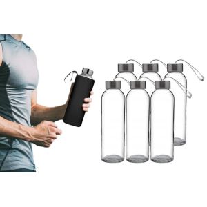 Lot De 6 Bouteilles D'eau En Verre De 500 Ml Avec Poign&eacute;e Pour Le Stockage Des Jus Et Autres Boissons - Neuf