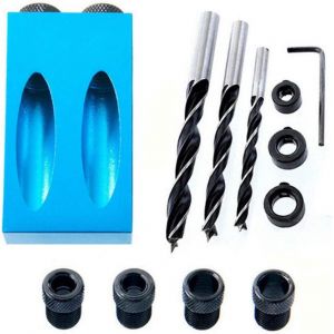 Kit de per&ccedil;age pour trous de poche avec adaptateurs pour l'assemblage du bois - Neuf