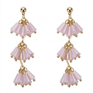 Mode Femmes Dame Goutte D'eau Acrylique Fleurs Dangle Boucle D'oreille Alliage Clou D'oreille (Rose) - Neuf