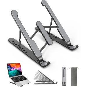 Support pour ordinateur portable, réglable à 8 niveaux, en plastique antidérapant, silicone et alliage d'aluminium, compatible avec MacBook Air Pro, HP, 10-15,6 pouces - Neuf