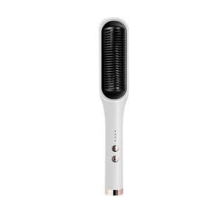 Brosse Lissante Chauffante Pour Cheveux Crépus - Lisseur Avec Peigne Intégré, Chauffage Ptc 25 S, 4 Réglages De Température Et Anti-Brûlure, Blanc - Neuf