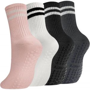 Asfasfq-Chaussettes Yoga Femme, 4/5 Paires Chaussettes Pilates En Coton, Yoga Chaussettes Antiderapant Chaussettes, Pour Ballet, Yoga, Danse, Pilates, Fitness Sport - Neuf