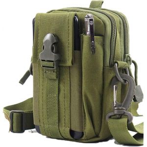 Sac Tactique Ceinture,900D Oxford Résistant À L'Eau Sacoche Ceinture Molle Edc,Avec Bandoulière Réglable Pochette Tactique Pour Téléphone,Plein-Air,Randonnée,Alpinisme (Vert) - Neuf