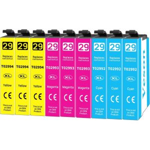 29Xl Cartouches D'Encre Compatibles Pour Epson 29 Xl Avec Epson Xp-352 Xp-342 Xp-442 Xp-452 Xp-335 Xp-345 Xp-245 Xp-235 Xp-247 Xp-255 Xp-432 Xp-435 Xp-445 Xp-455 Xp-355 (3 Cyan,3 Magenta,3 Jaune) - Neuf