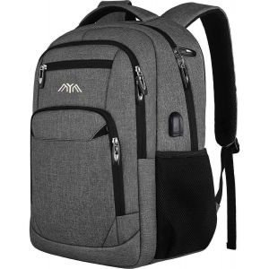KALANKA-Sac &agrave; dos pour homme, sac &agrave; dos d'&eacute;cole, gar&ccedil;on, adolescent, ordinateur portable, sac &agrave; dos pour le travail, la randonn&eacute;e, les voyages, le camping, gris, 17,3 Zoll, Compact, pratique - Neuf