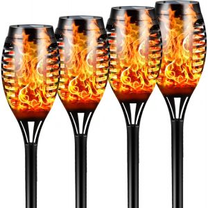 Torche Solaire Lumi&egrave;res &Eacute;tanche, 4 Pack 12led Danse Flamme Scintillante Lumi&egrave;res Solaires D&eacute;coration De Paysage &Eacute;clairage Cr&eacute;puscule S&eacute;curit&eacute; Pour Chemin De Patio De Jardin - Neuf