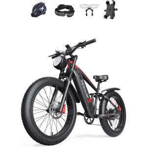V&eacute;lo Electrique - Tifgalop Es28-Re - 1000w - Batterie 48v18ah - Port&eacute;e 45-90 Km - Pneu 26 - Rouge Et Noir - Neuf
