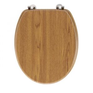 Abattant WC - Strata - 37.5 x 46 cm - MDF effet bois - Marron - Neuf