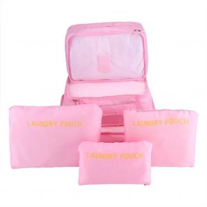 FADIXI 6Pcs Imperm&eacute;able V&ecirc;tements De Voyage V&ecirc;tements De Rangement Sacs Organisateur De Bagages Pochette Emballage Rose - Neuf