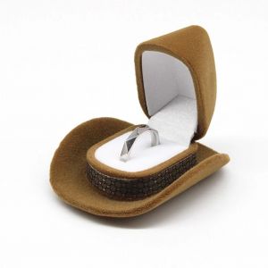 Flocage Cowboy-Hat Bagues Bo&icirc;te Anneaux Bijoux Affichage &Eacute;tui De Rangement Cadeau D'anniversaire - Neuf