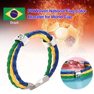 Bracelet Tresse Multicouche En Pu, Motif Drapeau National, Pour La Coupe Du Monde (Bresil) - Neuf