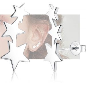 925 Sterling Silver Star Earrings For Women Girls Hypoallergenic Star Earrings Small Stud Earrings Jewelry Gifts Silver/Gold/Rose Gold - Neuf