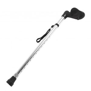 Alliage D'aluminium Léger Télescopique Réglable Pour Personnes Âgées Bâton De Marche Anti Dérapant Canne Simple (Argent) - Neuf