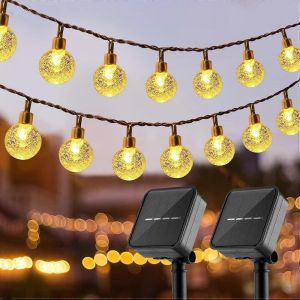 Promotion d'hiver,guirlandes lumineuses solaires extérieures,globe de cristal étanche à l'eau énergie solaire jardin guirlandes lumineuses solaires,guirlandes lumineuses extérieures pour Noël nous - Neuf