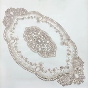 Sjzg-Lot De 4 Sets De Table R&eacute;tro En Dentelle - 29 X 51 Cm - En Dentelle Brod&eacute;e - Lavables - Pour La Maison, La Cuisine, La Table &Agrave; Manger, L'h&ocirc;tel, Le Restaurant - Marron Gris - Neuf