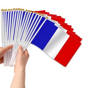 Mevronisshop-30 Pi&egrave;ces Petit Drapeau Francais, Mini Drapeau Fran&ccedil;ais Parfait Pour Les Jeux, Le Championnat De Football, La Coupe Du Monde, La F&ecirc;te Nationale Et La D&eacute;coration - 14 X 21 Cm - Neuf