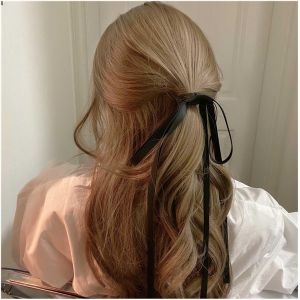 Noeud Papillon En Satin De Soie Noir Noeud Papillon En Satin De Soie Long Ruban &Eacute;lastique Pour Attache De Cheveux Noeud Papillon Fran&ccedil;ais Corde Porte Queue De Cheval Accessoires Pour - Neuf