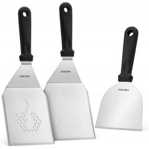 Ulteronixshop-Onlyfire Ensemble de Spatules Acier Inoxydable, Kit Plancha Set Barbecue pour Teppanyaki, Plaque de Barbecue, Gril &agrave; Gaz, Accessoire Spatule BBQ Plancha, 3 Pi&egrave;ces - Neuf