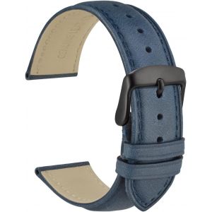 Kal-18mm Vintage Bracelet De Montre En Cuir Avec Boucle Noire (Bleu) - Neuf