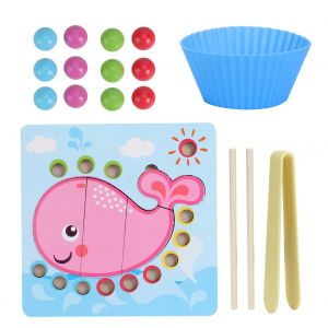 Jeu de perles a clipser pour enfants, puzzle d'entrainement, baguettes, jeu d'association pour nourrissons, jouet educatif, baleine - Neuf