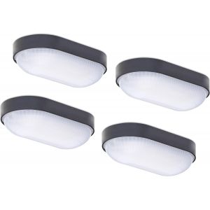 KAL-Oktaplex Lot De 4 Led Lampe De Cave Base 9W 800Lm Ip65 Blanc Neutre 4000K Lampe Ovale Applique Murale Plafonnier Anthracite - Neuf