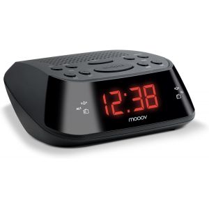 477003 Radio-Réveil Fm Double Alarme (Programmable Radio Fm Ou Buzzer) Avec Affichage Rouge Fonction Snooze Sur Secteur Simple D'Utilisation - Noir - Neuf