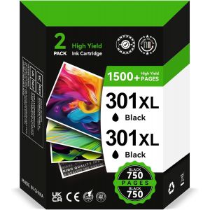 Cartouche 301 XL Noir, Encre 301 Noir Remplacement pour HP 301 Noir, Cartouche Imprimante 301 XL pour DeskJet 3050 1050 J410 2544 Envy 4500 4504 OfficeJet 2620 4630 4632 4634 - Neuf