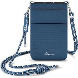 TIANYI-PochetteTour de Cou étanche avec Protection RFID pour Homme et Femme,Pochette pour Smartphone,Téléphone Portable avec Tour de Cou pour Passeport,Pièces de Voyage Sac Léger Bleu - Neuf
