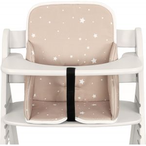 Housse Chaise Haute Bebe - Coussin Assise Pour Bébé Confortable Coussins Et Housses Pour Chaises Hauck Et Stokke Enfant Avec Un Revêtement Imperméable Stable Beige Avec Étoiles Blanches - Neuf