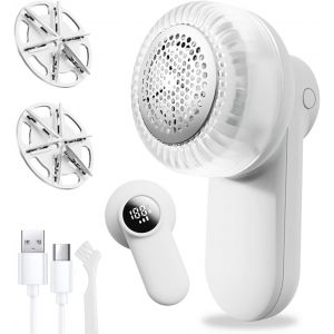 JGD-Rasoir &agrave; tissu rechargeable, pull anti-peluches avec affichage num&eacute;rique LED, rasoir avec 6 lames de feuilles et verrouillage de s&eacute;curit&eacute;, 3 vitesses pour enlever les peluches, les pilules - Neuf
