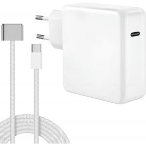 Chargeur Mac Book Air Pro 96W - M4 M3 M2 M1 (2025 2024 2023 2022 2021), avec c&acirc;ble tress&eacute; USB C vers T-Tip de 2 m, pour MacBook Air 15 13'', MacBook Pro 16 14'', A2166 A2363 - Neuf