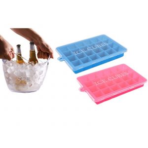 Moules &Agrave; Gla&ccedil;ons En Silicone &Agrave; 24 Compartiments - Rose Et Bleu - Neuf