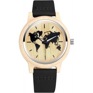 Eryi-Subbro Montres Pour Hommes Et Femmes En Bois Carte Du Monde Montre Bois Femme Analogique Quartz Avec Bracelet En Bois - Neuf