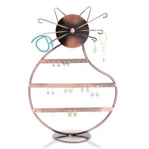 Presentoir A Bijoux Mignon, Boucles D'oreilles, Colliers, Cadre En Metal, Support De Rangement Suspendu (Bronze) - Neuf