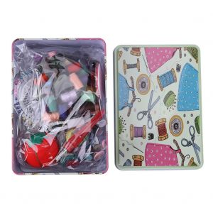 Kit de couture domestique, outils, aiguilles, fil, ciseaux, ensemble de boutons, accessoires dans une boite en metal (couleur n¡ã 2) - Neuf