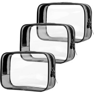 MAA-3 Pièces Trousse de Toilette Transparente, Trousse Toilette Femme Homme Voyage, PVC Kit Voyage Avion pour Le Transport de Liquide - Neuf