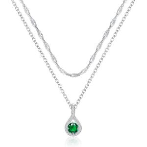 Kales-Colliers En Argent Avec Pierre De Naissance Infinie Pour Femmes,Collier Ras Du Cou D&eacute;licat &Agrave; Cha&icirc;ne Singapour,Colliers Superpos&eacute;s En Zircon - Neuf