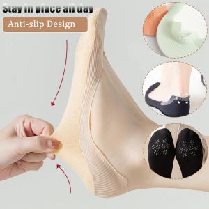 Lot De 5 Chaussettes Invisibles Femme Socquettes Basses Soie Glac&eacute;e Avec Silicone Antid&eacute;rapantes Respirante Sport Danse Yoga - Neuf