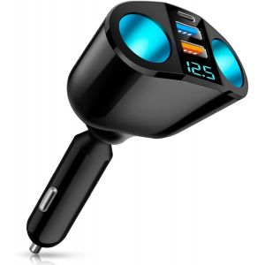 Chargeur De Voiture Adaptateur Allume-Cigare Qc3.0 Et Pd Allume-Cigare Usb Avec Voltm&egrave;tre Led, Chargeur De Voiture 12 V/24 V, Charge Rapide Pour T&eacute;l&eacute;phones Gps, Appareils De V&eacute;hicu[Car785469] - Neuf