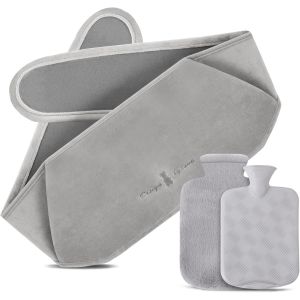 3 En 1 Bouillotte Ceinture, Bouillottes Regles Douloureuses, 1.2l Bouillote Avec Housse En Peluche Douce, Bouillotte Eau Chaude, Bouillotte Peluche Ventre Pour Chauffe Main &Eacute;paule Dos(Gris) - Neuf