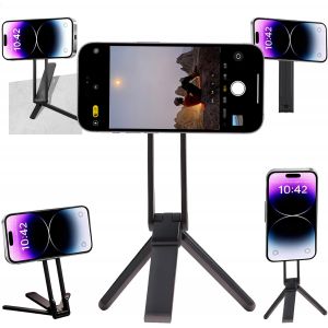 KALANKA-MA38 Tr&eacute;pied Magn&eacute;tique pour T&eacute;l&eacute;phone Portable &iquest; Support Aluminium Pliable avec Fixation Rapide Maglock, Mousqueton, Mini Perche &agrave; Selfie, Compatible Phone 17/16/15/14/13/12 Mags - Neuf