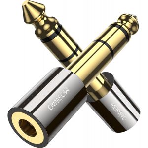 MEVRONISSHOP-Adaptateur Jack 6.35mm M&acirc;le vers 3.5mm Femelle St&eacute;r&eacute;o, 3.5mm to 6.35 mm Plaqu&eacute; Or Adapter pour Cordon de Guitare, T&eacute;l&eacute;phone Mobile, Ordinateur de Bureau, Ordinateur Portable (2 Pack) - Neuf